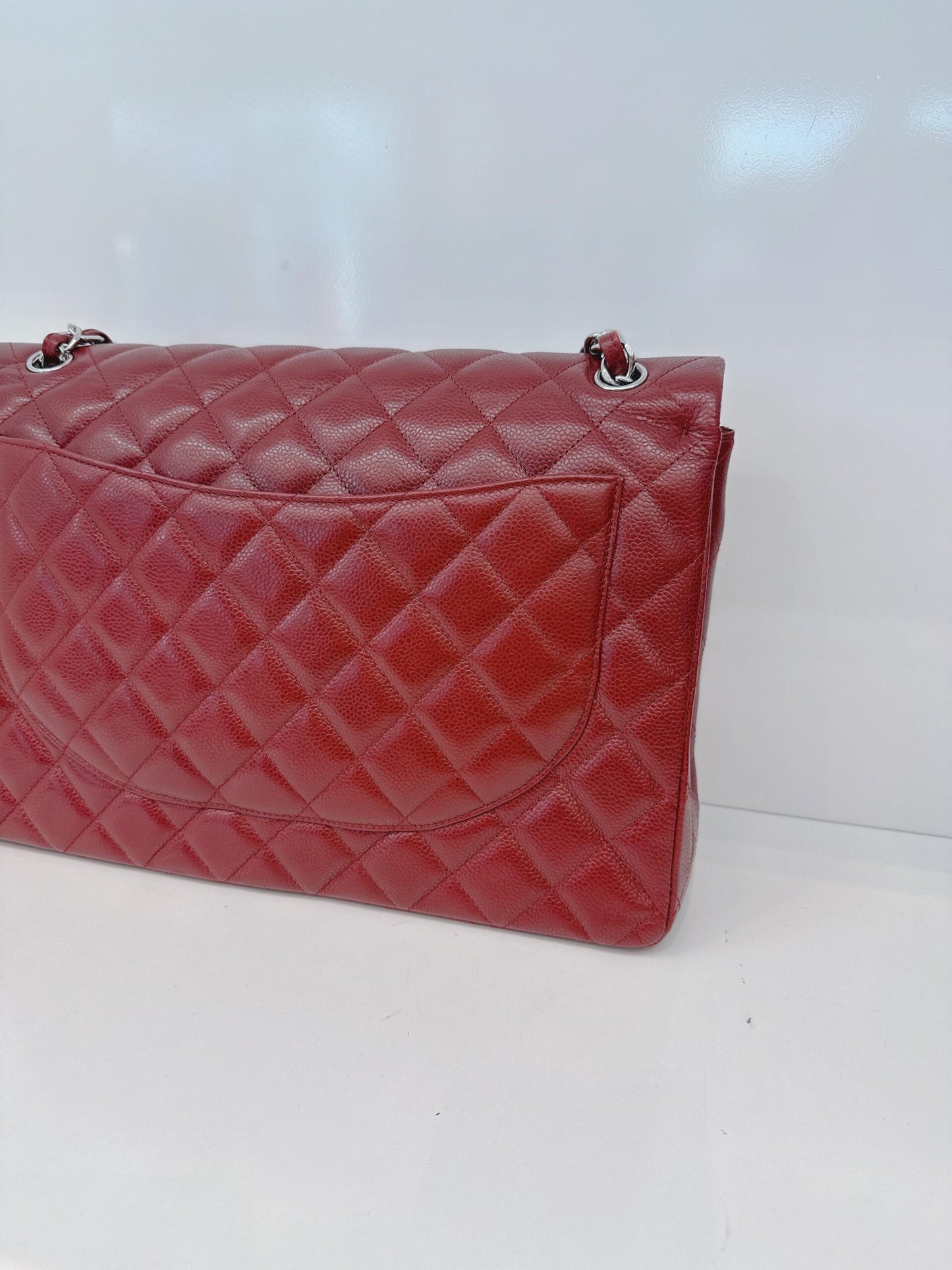 BURGUNDY MAXI CLASSIC DOUBLE FLAP BAG