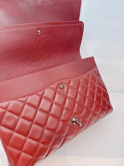 BURGUNDY MAXI CLASSIC DOUBLE FLAP BAG