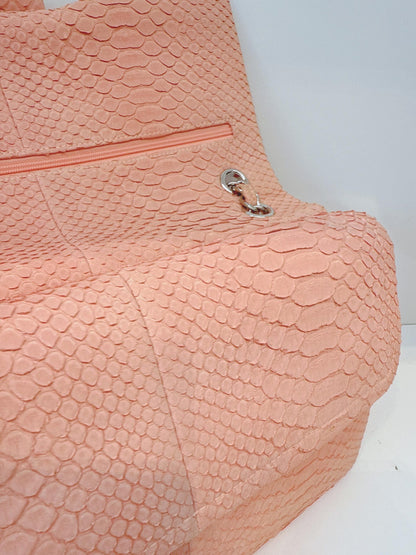 PEACH PYTHON LEATHER JUMBO CLASSIC DOUBLE FLAP BAG
