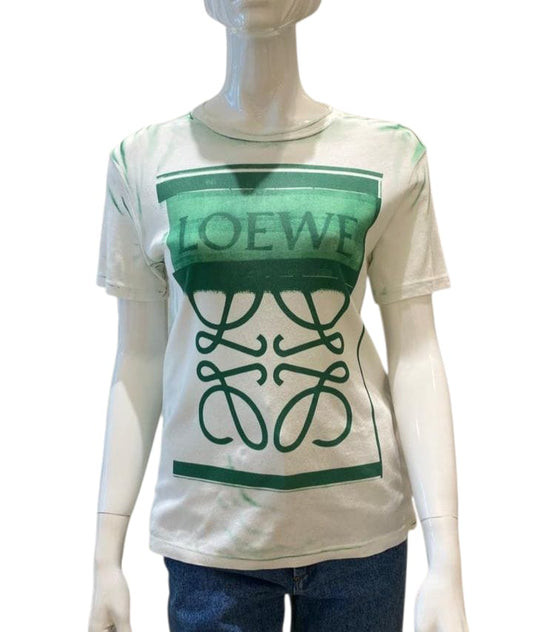 WHITE GREEN ANAGRAM PRINT COTTON T-SHIRT XS