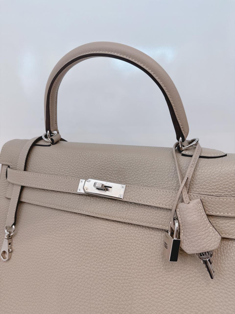 GRIS TOURTERELLE KELLY 35 TOGO LEATHER PALLADIUM HARDWARE