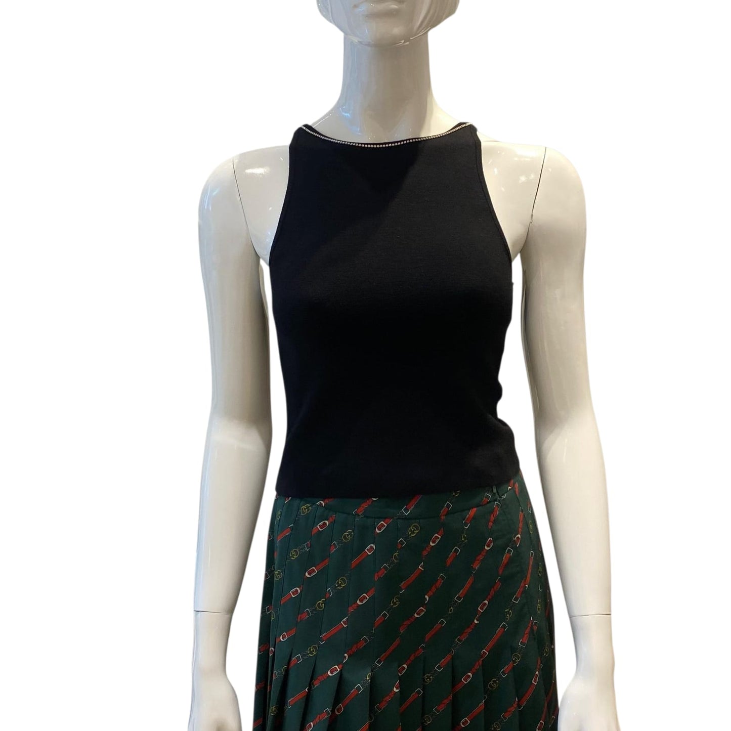 BLACK VAL CRYSTAL FRINGE TANK TOP S