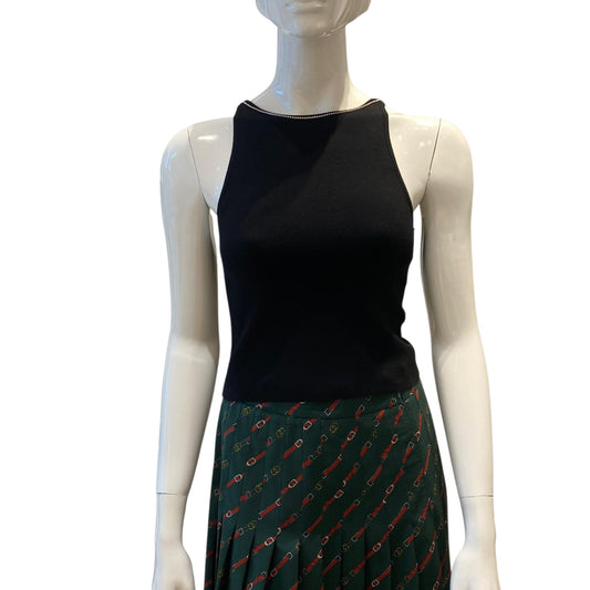 BLACK VAL CRYSTAL FRINGE TANK TOP S