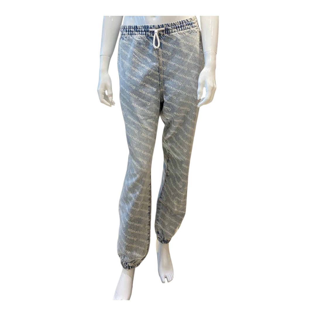 DENIM OVERSIZED LOGO JOGGER PANTS S