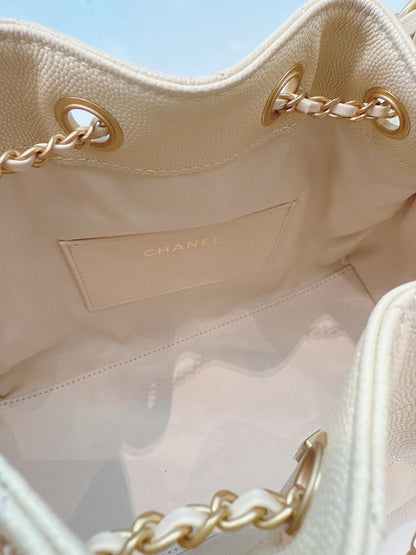 BEIGE GRAINED CALFSKIN LEATHER CHANEL 25 SMALL HANDBAG