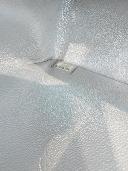 SILVER METALLIC CALFSKIN QUILTED LEATHER RECTANGULAR MINI CLASSIC FLAP BAG