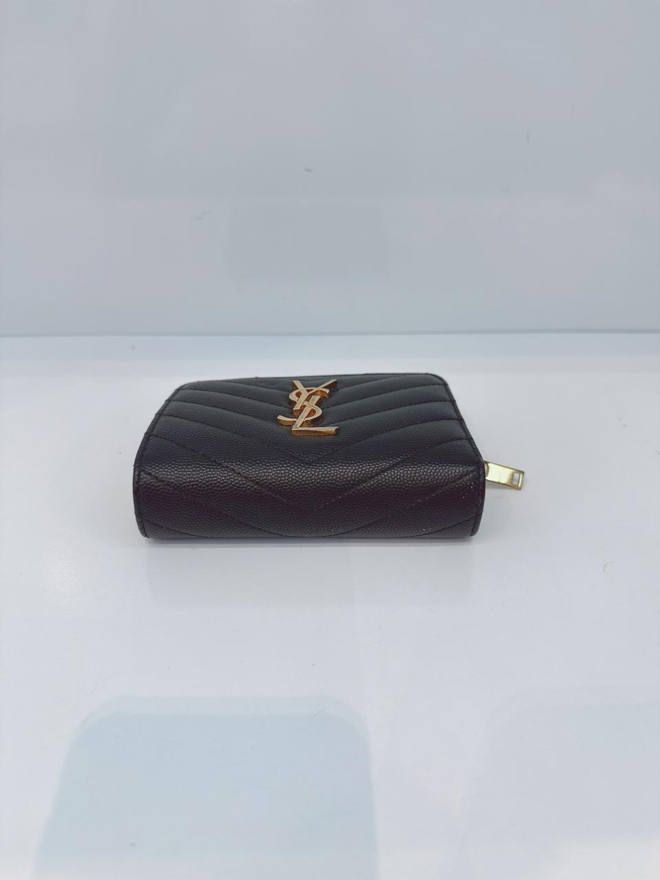 DARK GREEN GRAINED LEATHER CASSANDRE COMPACT WALLET