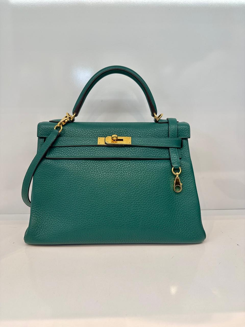 MALACHITE KELLY 32 RETOURNE TOGO LEATHER GOLD HARDWARE