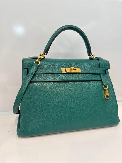 MALACHITE KELLY 32 RETOURNE TOGO LEATHER GOLD HARDWARE