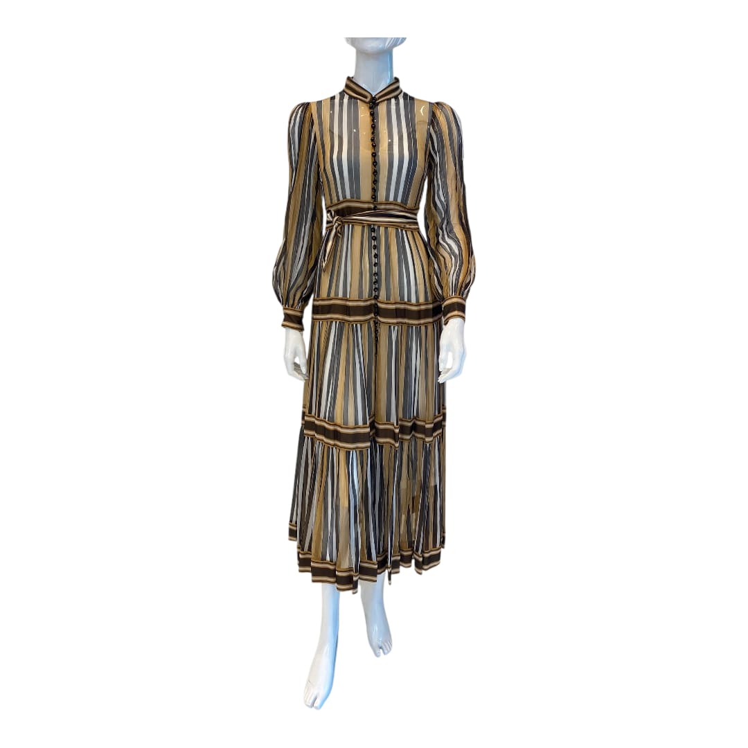 BODICE CLASSIC CREPE AND ORAGANZA BINDING MIDI DRESS S