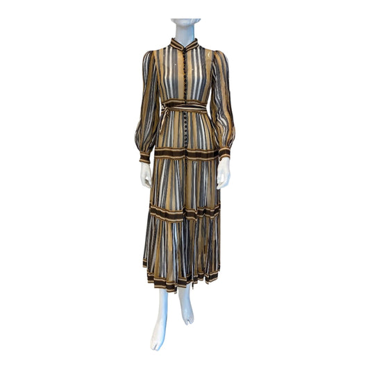 BODICE CLASSIC CREPE AND ORAGANZA BINDING MIDI DRESS S