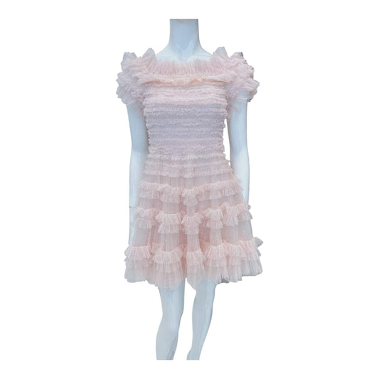 PINK TULLE LISETTE OFF SHOULDER MINI DRESS 38