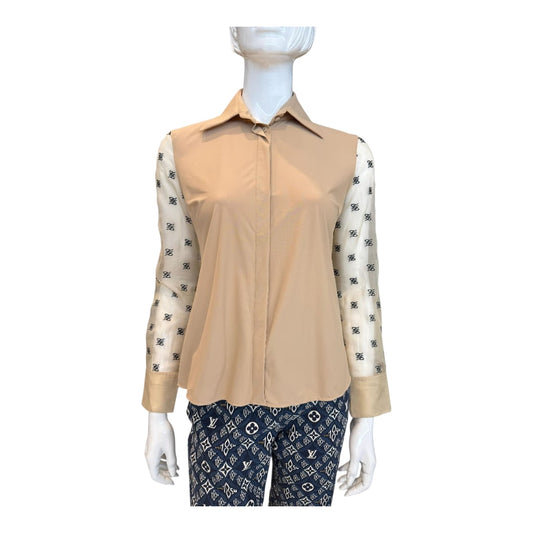 BEIGE WHITE SHEER SHIRT 40