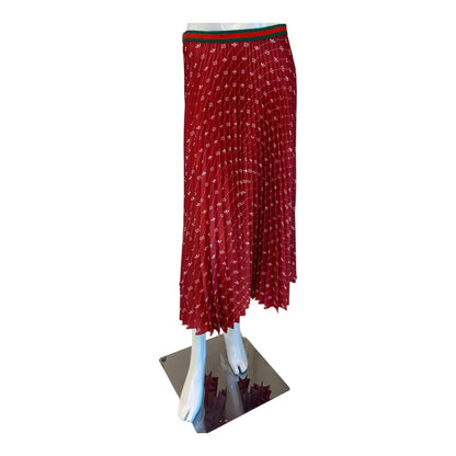 X ADIDAS RED FULL PRINT LOGO PLEATED SKIRT 44