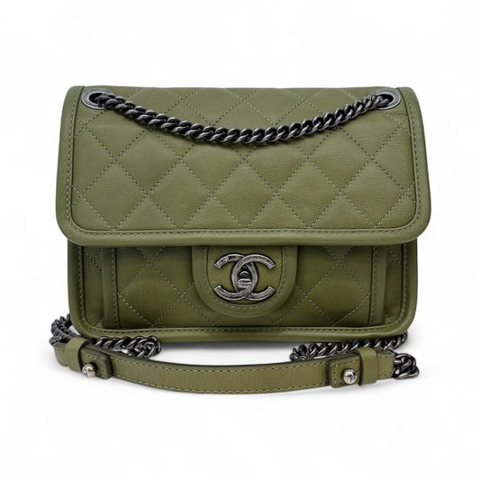 OLIVE GREEN MINI FRENCH RIVIERA FLAP BAG