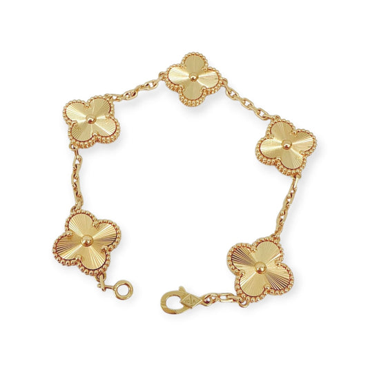 18K YELLOW GOLD VINTAGE ALHAMBRA BRACELET, 5 MOTIFS