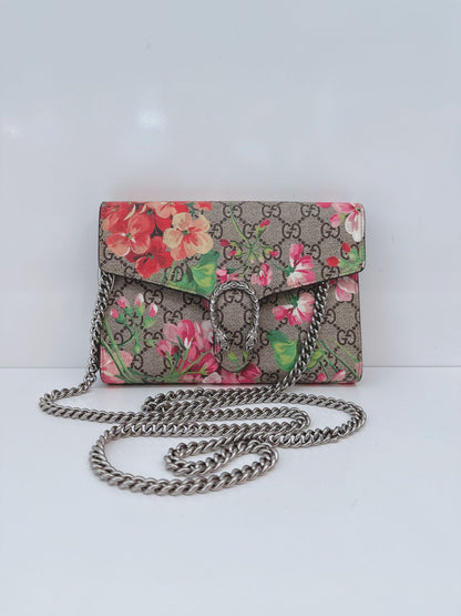 MULTICOLOR GG SUPREME CANVAS BLOOMS DIONYSUS WALLET ON CHAIN