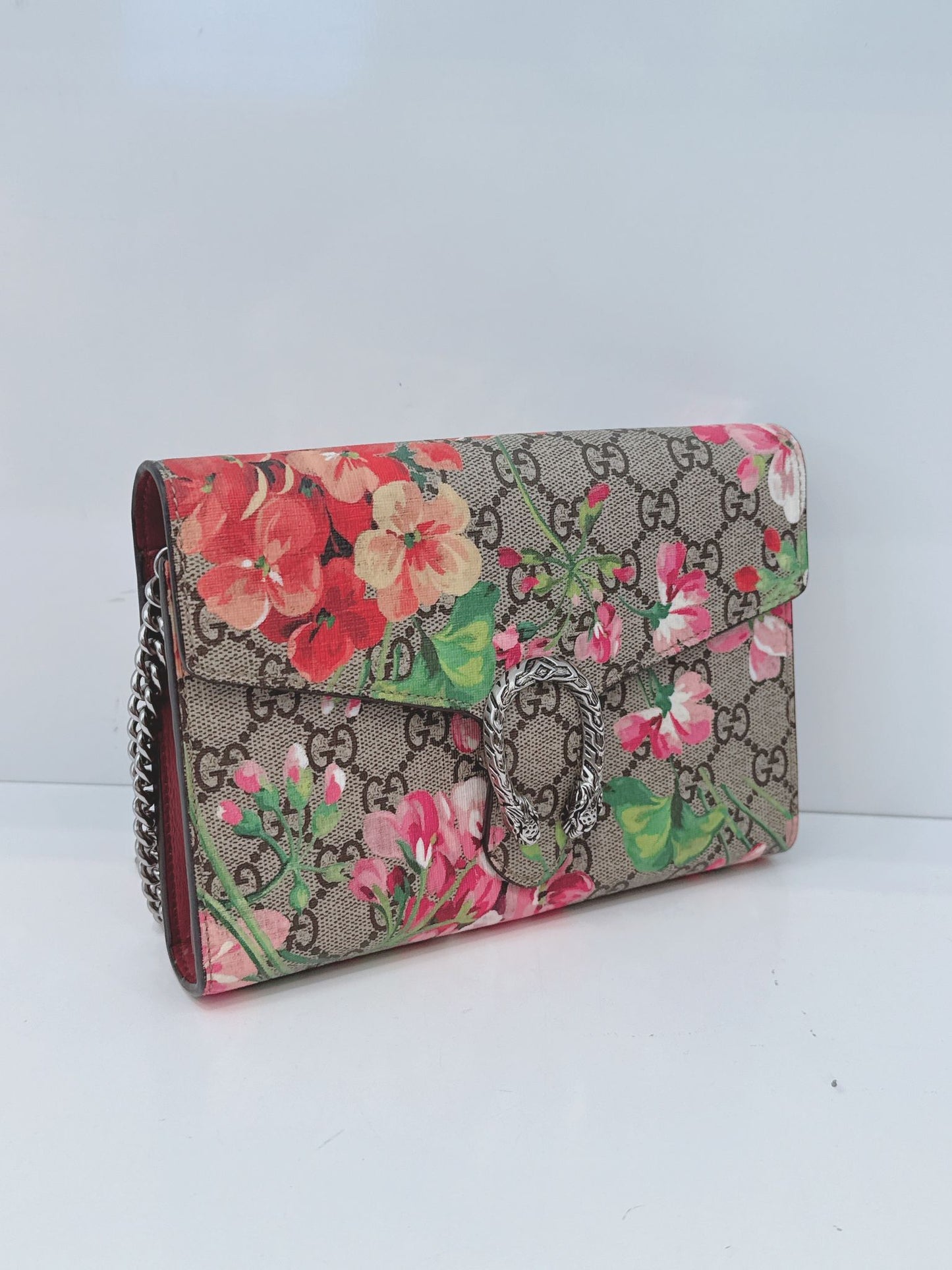 MULTICOLOR GG SUPREME CANVAS BLOOMS DIONYSUS WALLET ON CHAIN