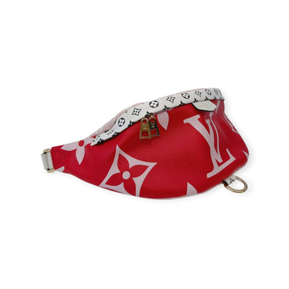 RED PINK WHITE MONOGRAM GIANT BUMBAG