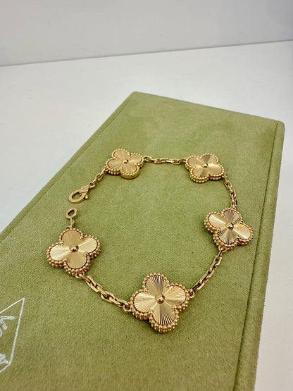 18K YELLOW GOLD VINTAGE ALHAMBRA BRACELET, 5 MOTIFS
