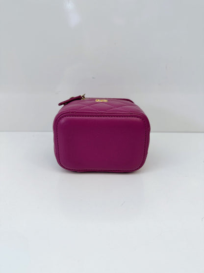 PURPLE LAMBSKIN MATELASSE COCO BALL CHAIN POUCH SHOULDER BAG