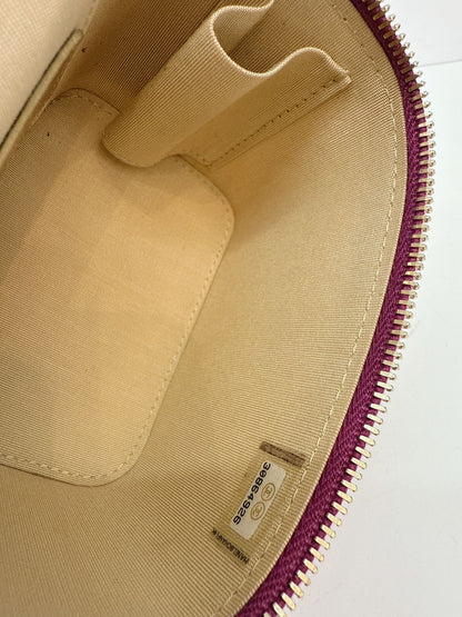 PURPLE LAMBSKIN MATELASSE COCO BALL CHAIN POUCH SHOULDER BAG