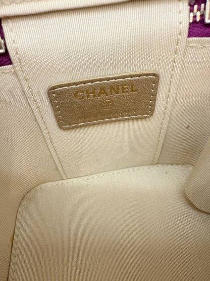 PURPLE LAMBSKIN MATELASSE COCO BALL CHAIN POUCH SHOULDER BAG