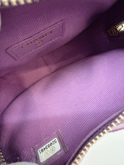 PURPLE LAMBSKIN CC IN LOVE  MINI HEART BAG