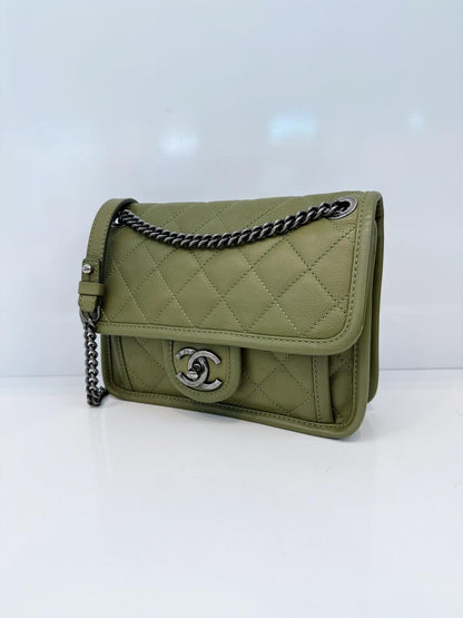 OLIVE GREEN MINI FRENCH RIVIERA FLAP BAG