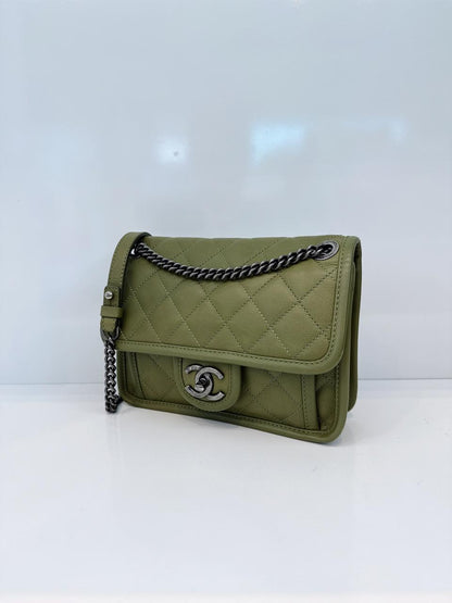 OLIVE GREEN MINI FRENCH RIVIERA FLAP BAG