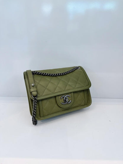 OLIVE GREEN MINI FRENCH RIVIERA FLAP BAG