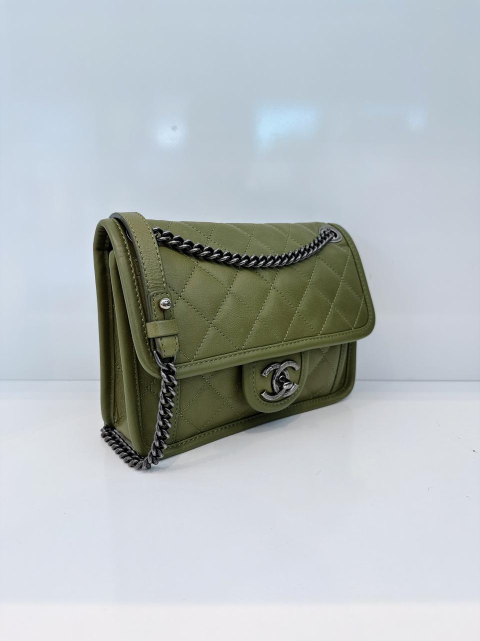 OLIVE GREEN MINI FRENCH RIVIERA FLAP BAG