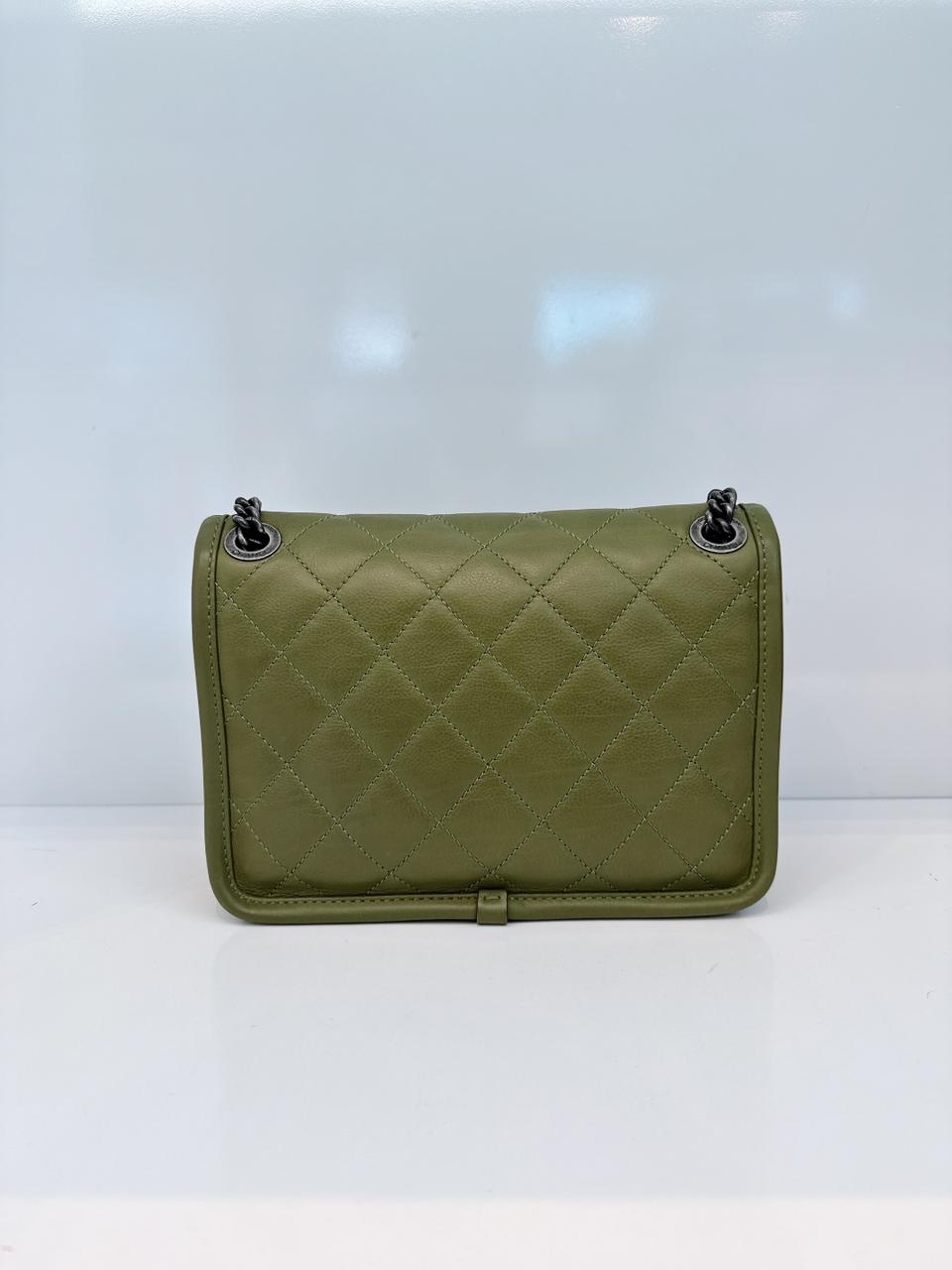OLIVE GREEN MINI FRENCH RIVIERA FLAP BAG