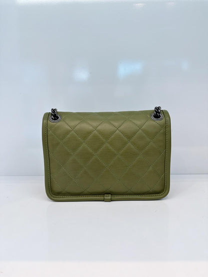 OLIVE GREEN MINI FRENCH RIVIERA FLAP BAG