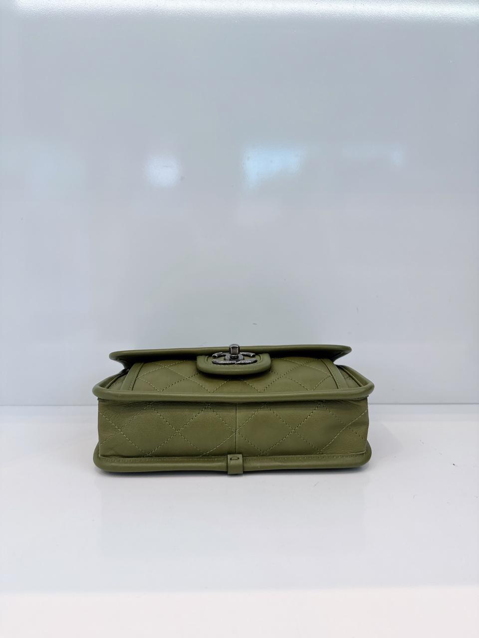 OLIVE GREEN MINI FRENCH RIVIERA FLAP BAG