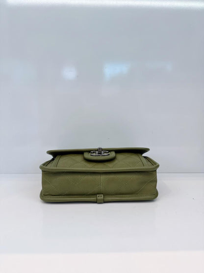 OLIVE GREEN MINI FRENCH RIVIERA FLAP BAG