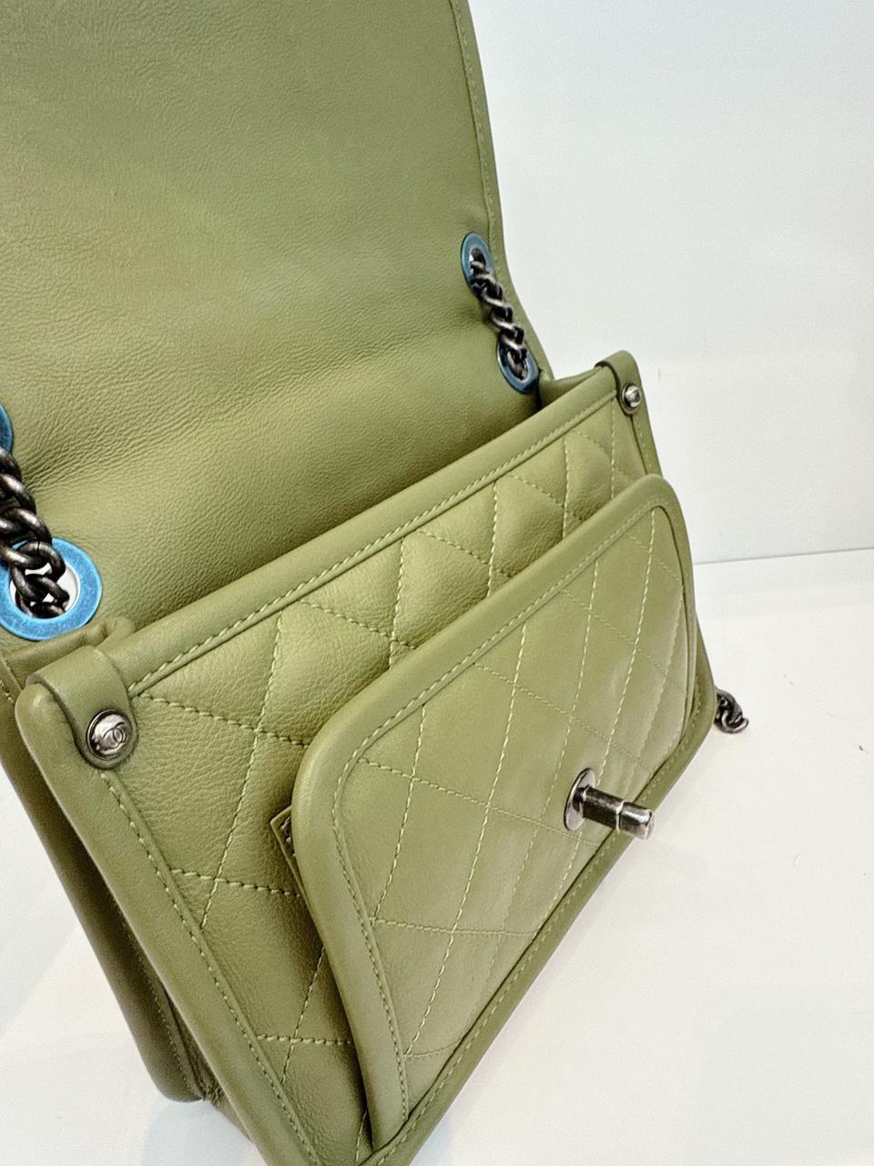 OLIVE GREEN MINI FRENCH RIVIERA FLAP BAG