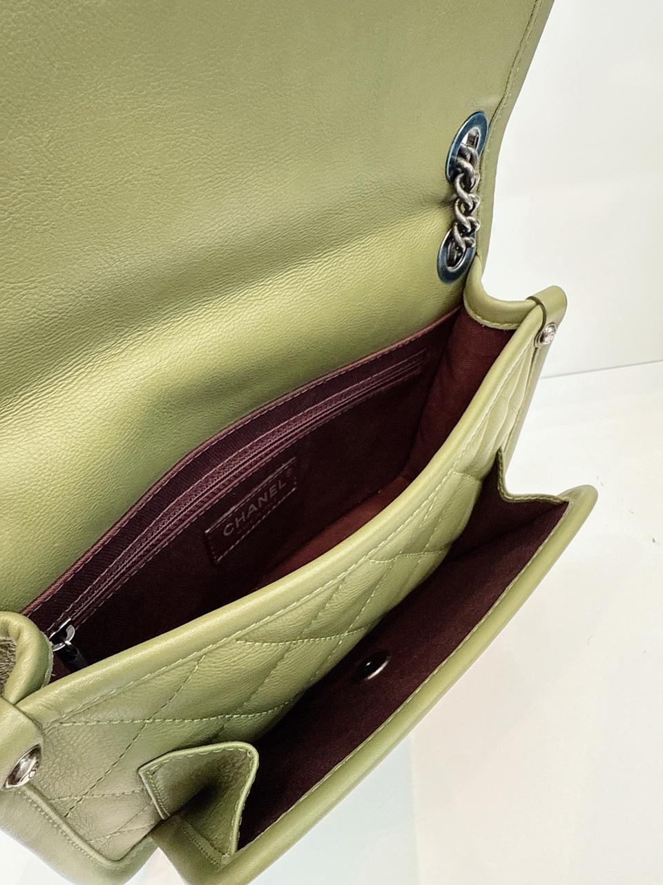 OLIVE GREEN MINI FRENCH RIVIERA FLAP BAG