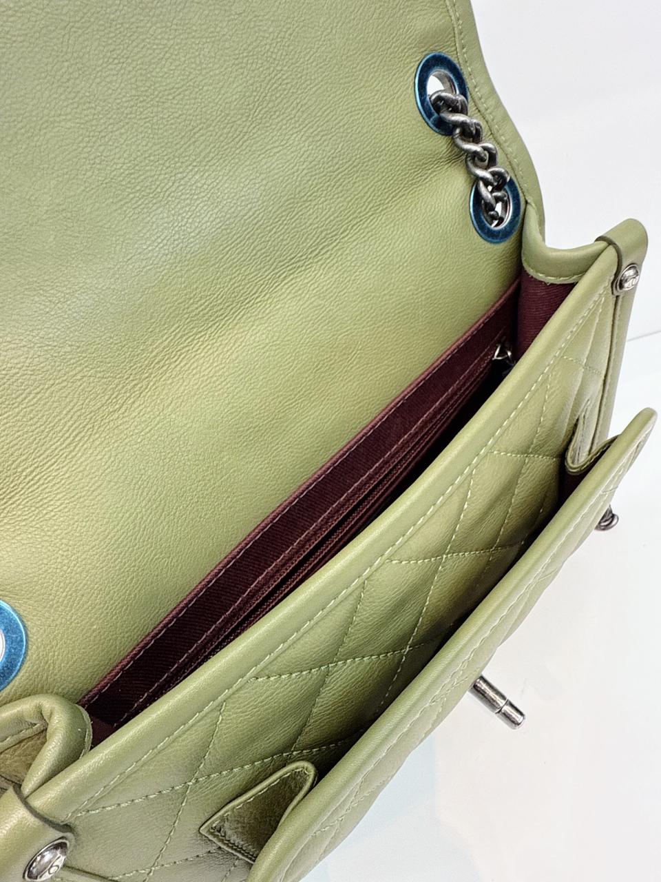 OLIVE GREEN MINI FRENCH RIVIERA FLAP BAG