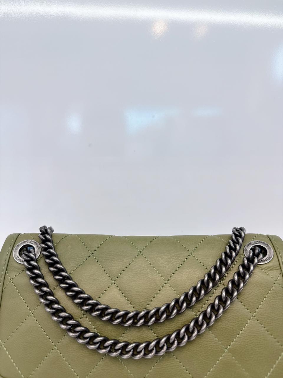 OLIVE GREEN MINI FRENCH RIVIERA FLAP BAG