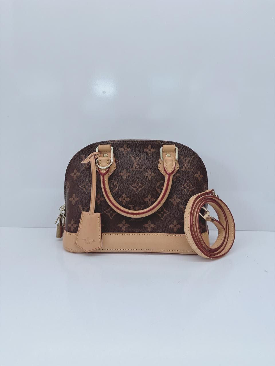 BROWN MONOGRAM CANVAS ALMA BB BAG