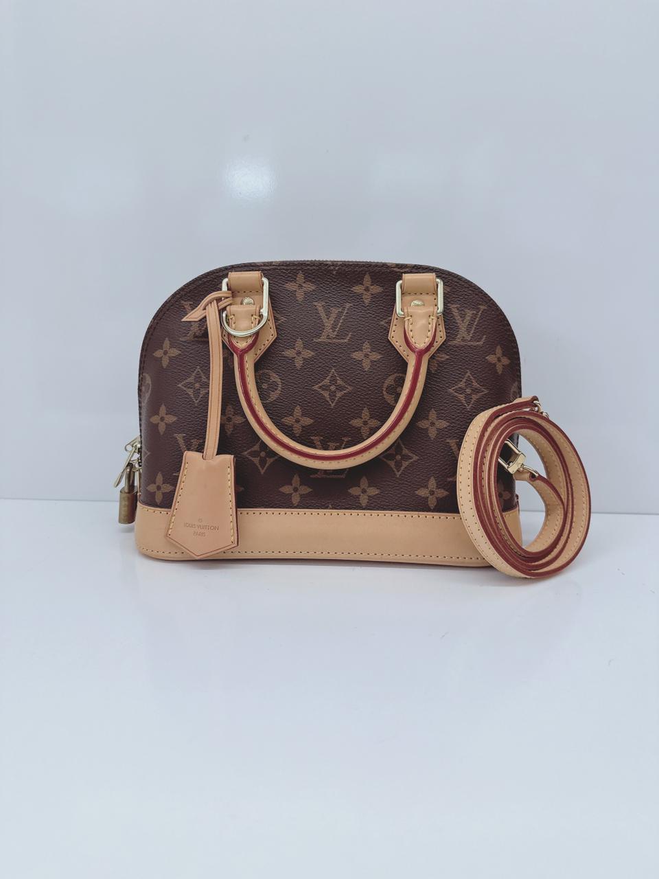 BROWN MONOGRAM CANVAS ALMA BB BAG