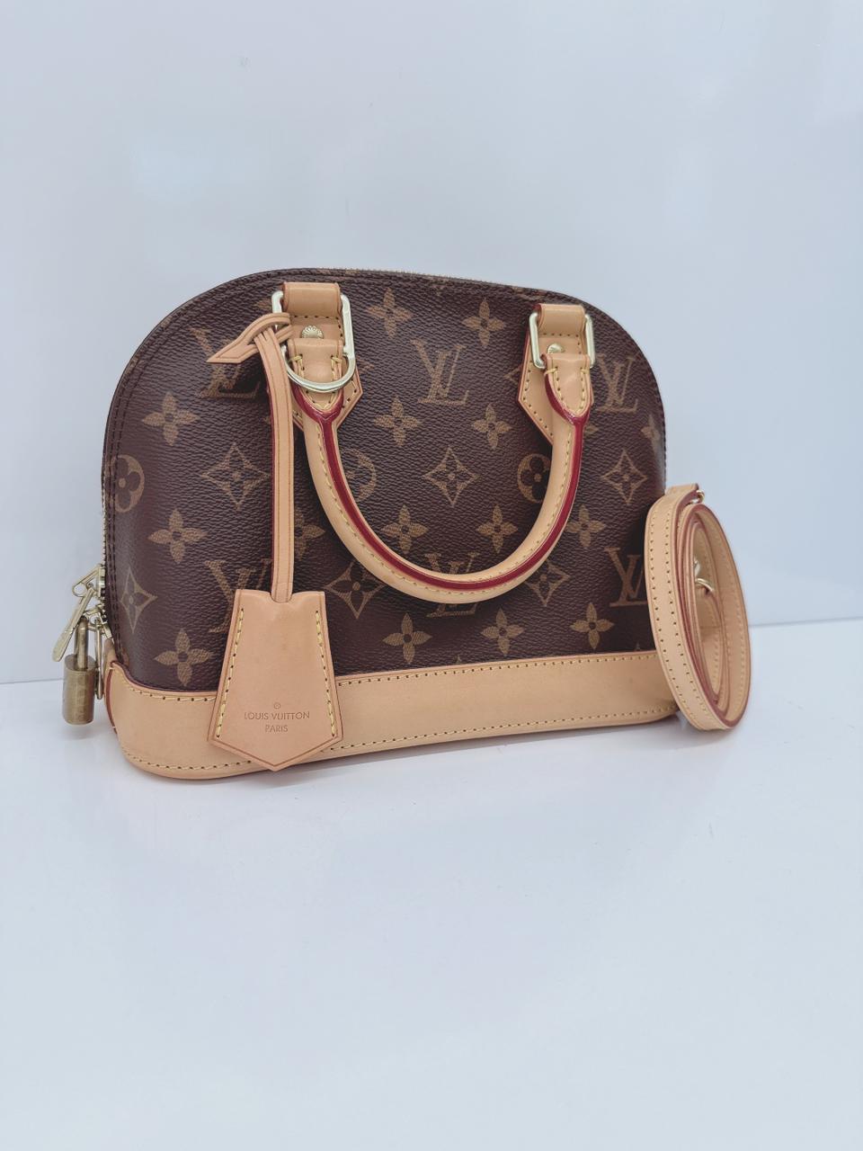 BROWN MONOGRAM CANVAS ALMA BB BAG