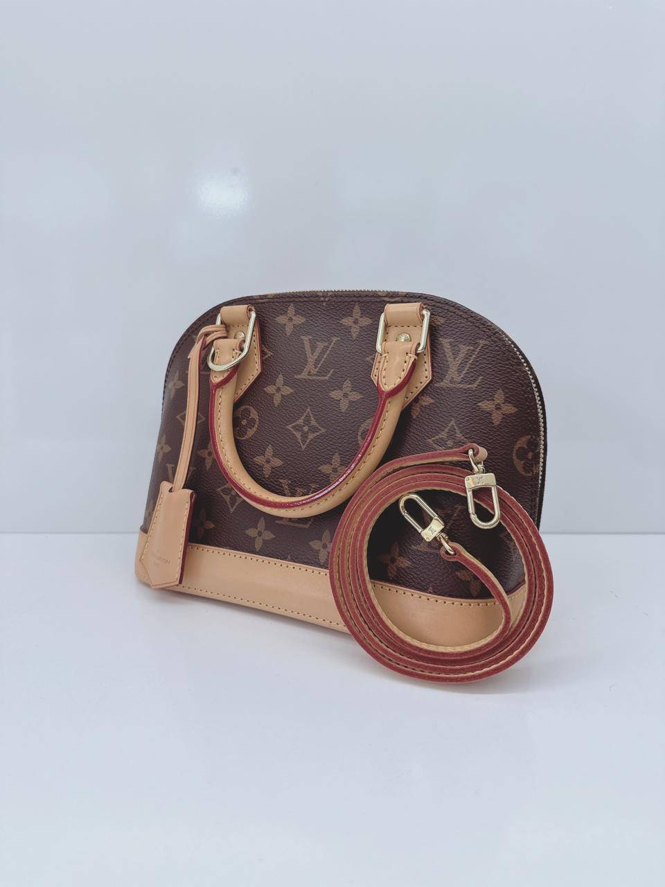BROWN MONOGRAM CANVAS ALMA BB BAG