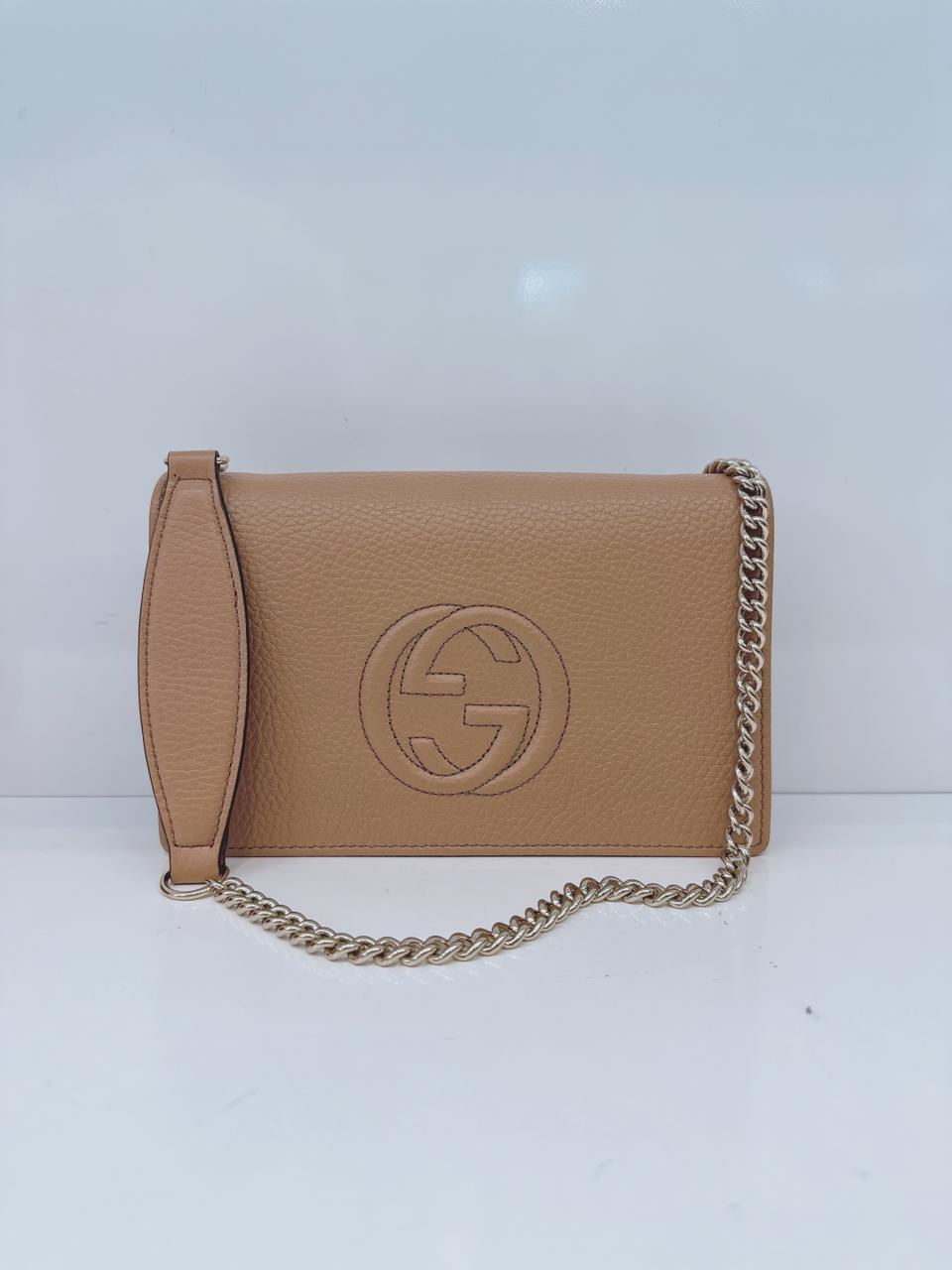 BEIGE CALFSKIN SOHO WALLET ON CHAIN