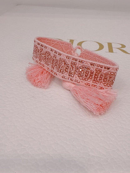 PINK OBLIQUE MELACOTTON MOTIF TASSEL BRACELET