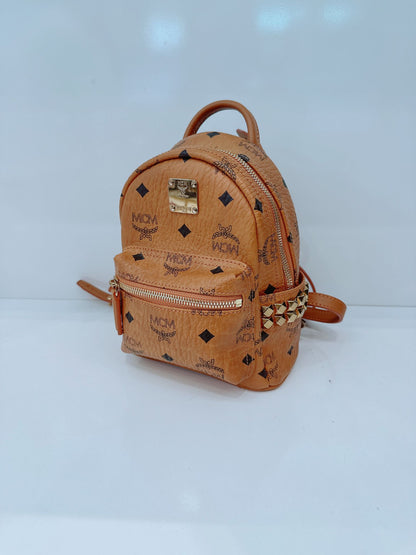 BROWN LEATHER MINI STARK SIDE STUDS BACKPACK