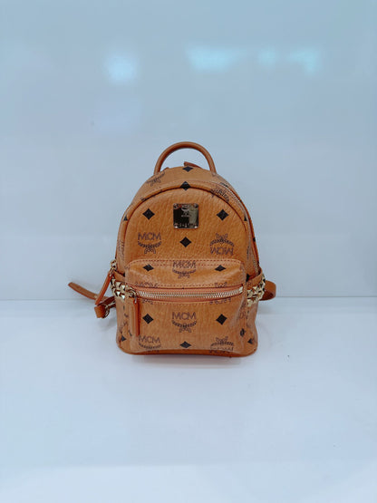 BROWN LEATHER MINI STARK SIDE STUDS BACKPACK