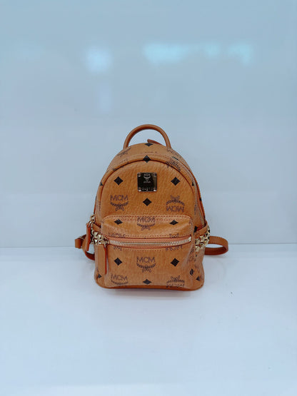 BROWN LEATHER MINI STARK SIDE STUDS BACKPACK
