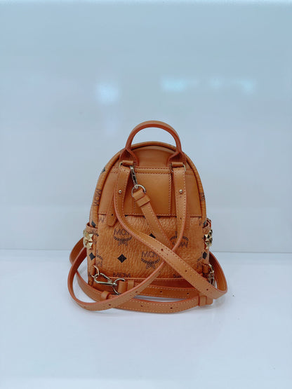 BROWN LEATHER MINI STARK SIDE STUDS BACKPACK